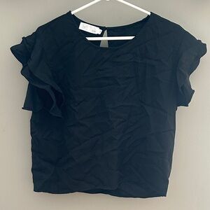 NETT the Label Black Ruffle Sleeve Blouse